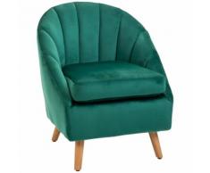 Poltrona In Velluto Con Gambe In Legno Benzoni Verde