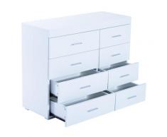 Cassettiera Per Casa E Ufficio In Legno Bianco 90x35x73 Cm Benzoni
