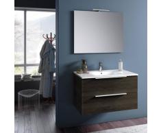 Mobile Da Bagno Sospeso Con Lavabo Specchio E Lampada A Led Tft Luna Rovere Wengè