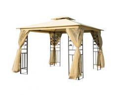 Gazebo Da Giardino Di Lusso 3x3m In Metallo Con Zanzariera Panna Miozzi
