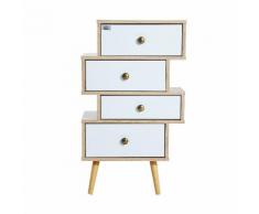 Cassettiera In Legno Stile Nordico Legno E Bianco 47x29.5x81 Cm Benzoni