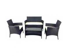 Set Da Giardino Divano Poltrone E Tavolino In Polyrattan Morel Capri Nero