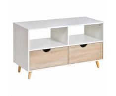 Mobile Tv 2 Cassetti 2 Ripiani 99x39x58 Cm In Legno Benzoni Bianco