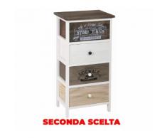 Cassettiera 4 Cassetti In Legno Massello 38x28x73 Cm Fumer Trudy Seconda Scelta