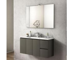 Mobile Da Bagno Sospeso Con Lavabo 100x35cm In Mdf Taviani Urano Grigio Opaco