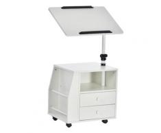 Comodino Con 2 Cassetti Altezza Regolabile 60x40x80-90 Cm In Truciolare Benzoni Bianco