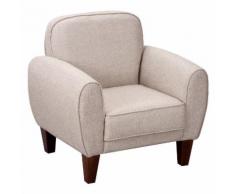 Poltrona Classica Con Braccioli Imbottita In Tessuto Di Lino Crema 84x65x82.4 Cm Benzoni