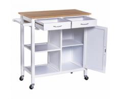 Carrello Da Cucina Classico 2 Cassetti In Legno 88.5x40x86 Cm Benzoni