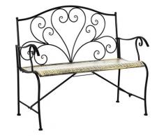 Panchina 2 Posti Da Giardino 100x50x88 Cm In Ferro Nero E Bronzo
