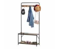 Appendiabiti Panchina Per Ingresso Con Scarpiera 80,5x30x170 Cm In Acciaio E Truciolato Hmc Rovere E Nero
