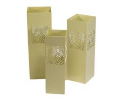 Set 3 Portaombrelli In Metallo 20x20h60cm Adami Geometrie 2 Crema