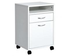 Cassettiera Portadocumenti Da Ufficio In Legno Con 2 Cassetti E Ruote Bianco 40x35x60 Cm Benzoni