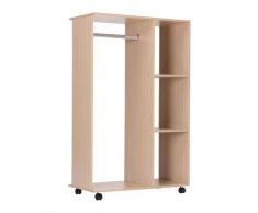Mobile Appendiabiti 3 Ripiani 80x40x128 Cm Con Ruote Benzoni Colore Legno