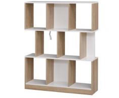 Libreria 8 Ripiani 100x30x124 Cm In Mdf Hmc Rovere E Bianco
