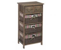 Cassettiera 2 Cassetti In Legno 3 Cesti In Vimini 40x30x75 Cm Fumer Nelia Noce