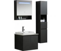 Mobile Bagno Sospeso 80 Cm Lavabo Specchio E 1 Pensile Vorich Tokyo Nero