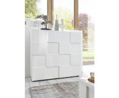 Mobile Alto Soggiorno 2 Porte In Melamina 121x42x111cm Tft Chequers Bianco