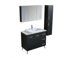 Mobile Bagno 120 Cm Lavabo Specchiera E 1 Pensile Vorich Space England Nero