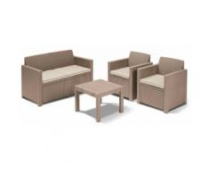 Set Salotto Da Giardino In Polipropilene Divano 2 Poltrone E Tavolino Manieri Cappuccino