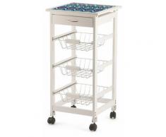 Carrello Da Cucina Salvaspazio 37x37x76 Cm 3 Ceste In Legno Soriani Zig Zag Bianco