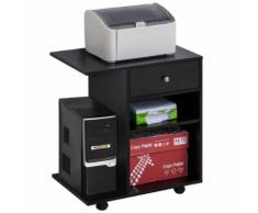 Mobile Porta Stampante 1 Cassetto 2 Ripiani 60x40x68,5 Cm In Legno Vins Nero