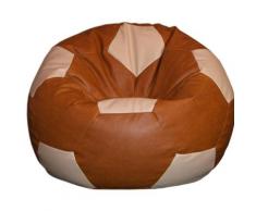 Poltrona A Sacco Pouf Ø100 Cm In Ecopelle Baselli Pallone Da Calcio Marrone E Caffè