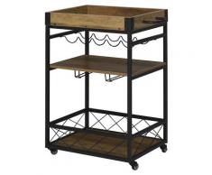 Carrello Da Cucina 77x44,5x91 Cm 3 Ripiani Portabicchieri E Ruote In Legno E Metallo Hmc