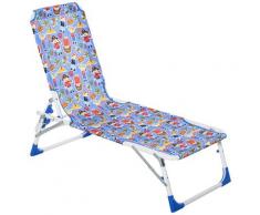 Lettino Prendisole Pieghevole Per Bambini 118x40x24 Cm In Metallo E Poliestere Azzurro