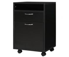 Cassettiera Portadocumenti Da Ufficio 2 Cassetti E Ruote 40x35x60 Cm In Legno Hmc Nera