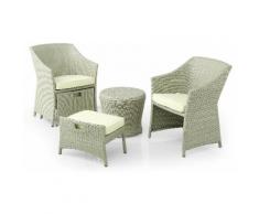 Set Salotto Da Giardino Tavolino 2 Poltrone E 2 Poggiapiedi In Rattan Kraus Vasari Beige
