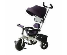 Passeggino Triciclo Per Bambini Con Maniglione E Tettuccio Parasole Deluxe Bianco E Viola Benzoni
