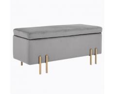 Panca Pouf Contenitore In Tessuto Imbottito 100x40x42 Cm Benzoni Grigio Chiaro