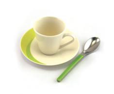 Set Caffè 3 Pezzi Tazzina + Sottotazza + Cucchiaino Eme Natura Green Verde