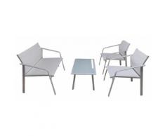 Set Salotto Da Giardino In Ferro Divano 2 Poltrone E Tavolino Vorghini Gand Bianco