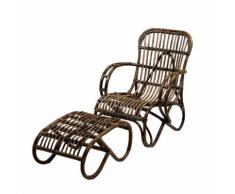 Poltrona Da Giardino In Rattan 86x68h82cm Con Poggiapiedi Adami Marrone
