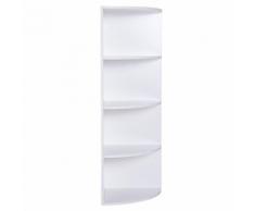 Libreria Ad Angolo Da Parete E Muro Con 4 Ripiani In Legno Bianco 39.5x39.5x120 Cm Benzoni