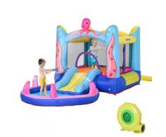 Castello Giostra Gonfiabile 380x200x180 Cm Con Scivolo Piscina E Pompa Multicolor