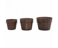 Set 3 Vasi Da Giardino Per Piante E Fiori In Legno Carbonizzato