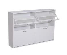 Scarpiera Salvaspazio Capacità 24 Paia In Legno Bianco 120x24x81 Cm Benzoni