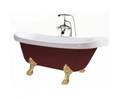 Vasca Da Bagno Tradizionale Ellittica 170x80 Cm Piedi Dorati Carnelli Margherita Bordfeaux