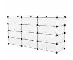 Armadio Guardaroba Modulare 12 Scomparti 95x37x107 Cm Rizzetti Bianco