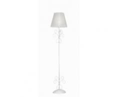 Piantana Elegante Bianca Metallo Cristallo K9 Paralume Tessuto Lampada Da Terra Classica E27 Ambiente I-perla/pt