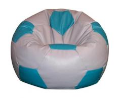 Poltrona A Sacco Pouf Ø100 Cm In Ecopelle Baselli Pallone Da Calcio Grigio E Turchese