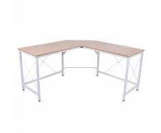Scrivania Da Ufficio Grande Ad Angolo In Metallo E Mdf 150x150x76 Cm Benzoni Bianca
