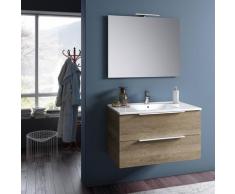 Mobile Da Bagno Sospeso Con Lavabo Specchio E Lampada A Led Tft Luna Rovere Miele