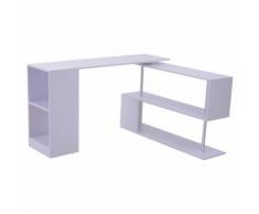 Scrivania Angolare Da Ufficio Studio Per Computer In Legno Bianco 140x120x78,2 Cm Benzoni