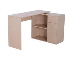 Scrivania Da Ufficio Angolare Con 2 Ripiani E 2 Cassetti Legno Rovere 117x82x74 Cm Benzoni