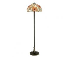 Piantana Elegante Vetro Colorato Floreale Fusto Metallo Lampada Da Terra Classica E27 Ambiente I-dafne-pt