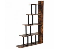 Libreria 5 Ripiani In Legno Effetto Invecchiato 102x30x160 Cm Benzoni Marrone Scuro