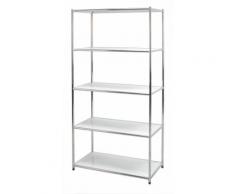Scaffale In Acciaio Cromato 5 Ripiani Bianchi Tosini E-408016w